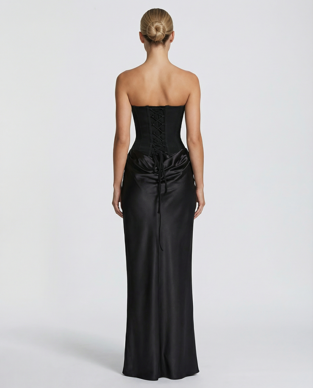 Evening Dress Women's Strapless Fitted Silhouette with Cowl Detail - 2 - Stylewhipped