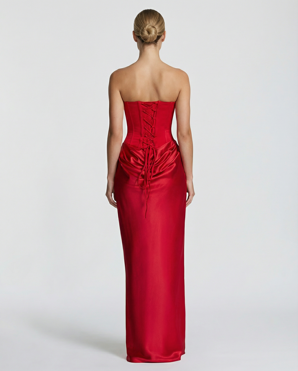 Evening Dress Women's Strapless Fitted Silhouette with Cowl Detail - 9 - Stylewhipped