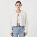 Women's Short Jacket with Round Neck and Long Sleeves - 1 - Stylewhipped