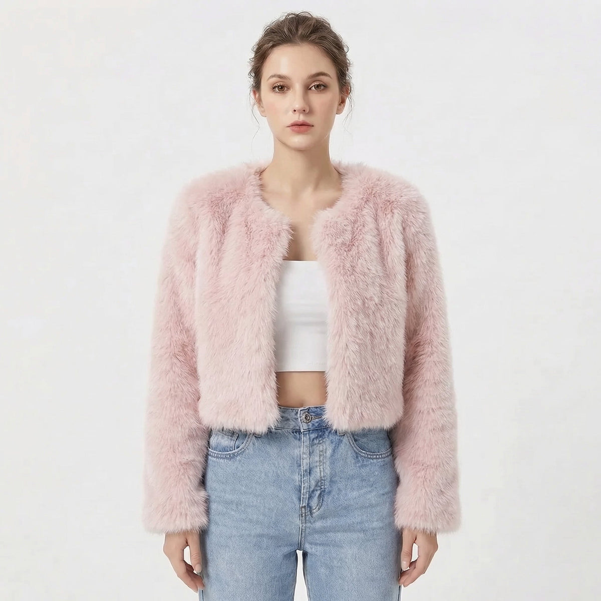Women's Short Jacket with Round Neck and Long Sleeves - 7 - Stylewhipped