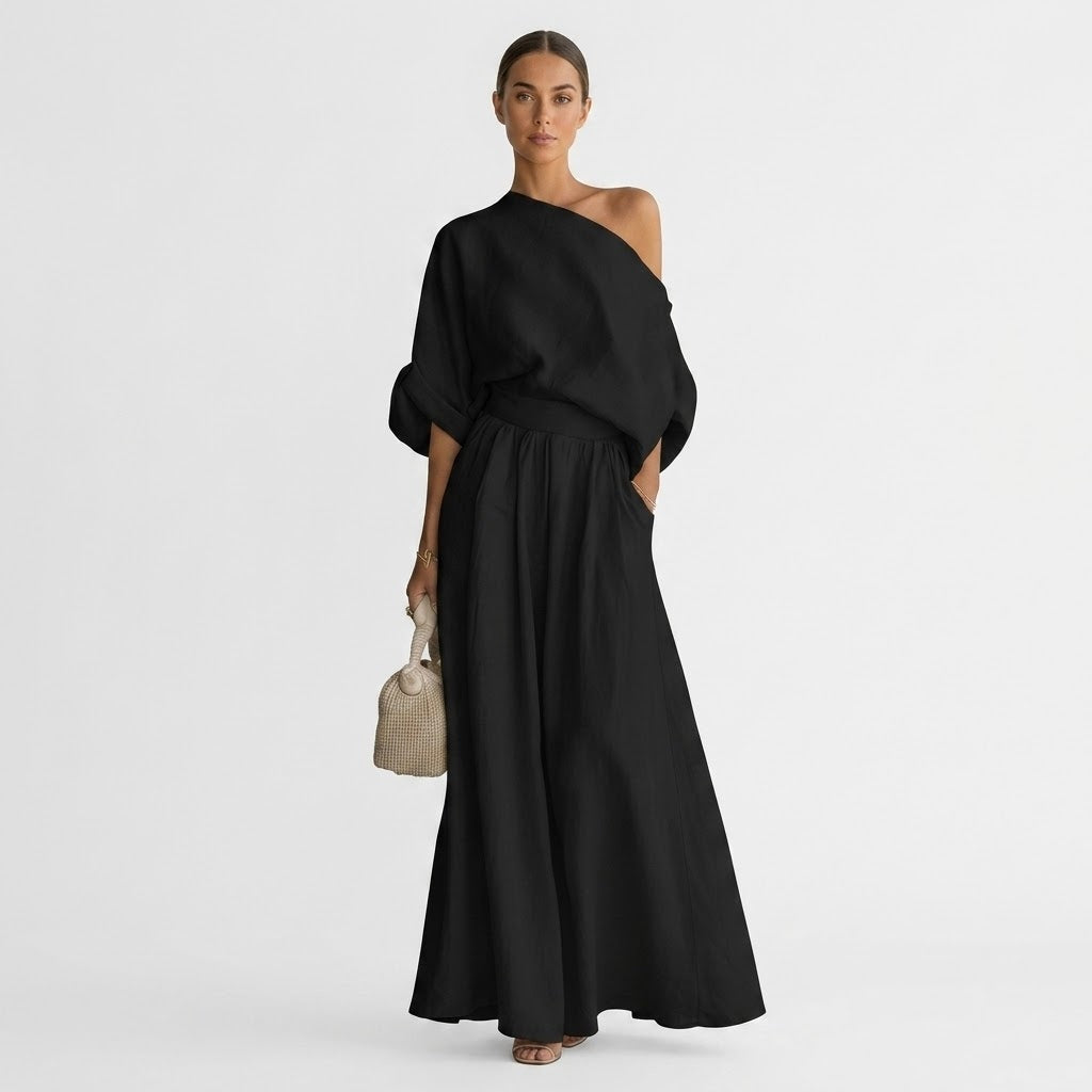 Maxi Dress for Women with One-Shoulder Design and Relaxed Fit - 1 - Stylewhipped