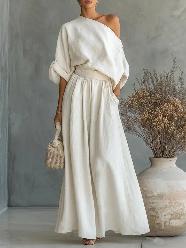 Maxi Dress for Women with One-Shoulder Design and Relaxed Fit - 2 - Stylewhipped