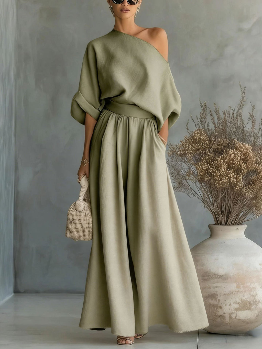 Maxi Dress for Women with One-Shoulder Design and Relaxed Fit - 6 - Stylewhipped