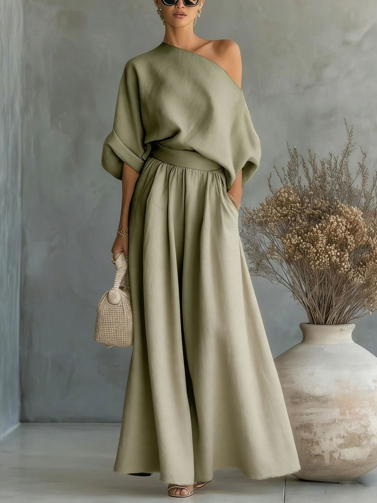 Maxi Dress for Women with One-Shoulder Design and Relaxed Fit - 6 - Stylewhipped