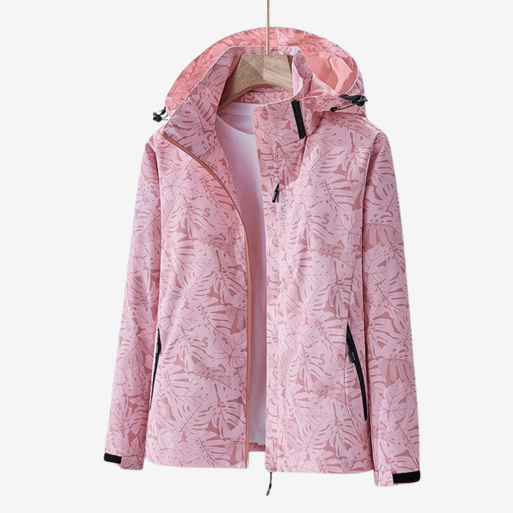 Floral Print Women's Jacket with Hood and Zip Pockets - 2 - Stylewhipped