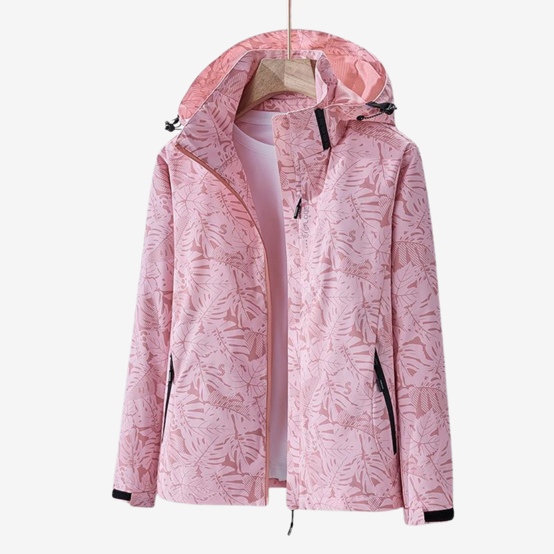 Floral Print Women's Jacket with Hood and Zip Pockets - 2 - Stylewhipped