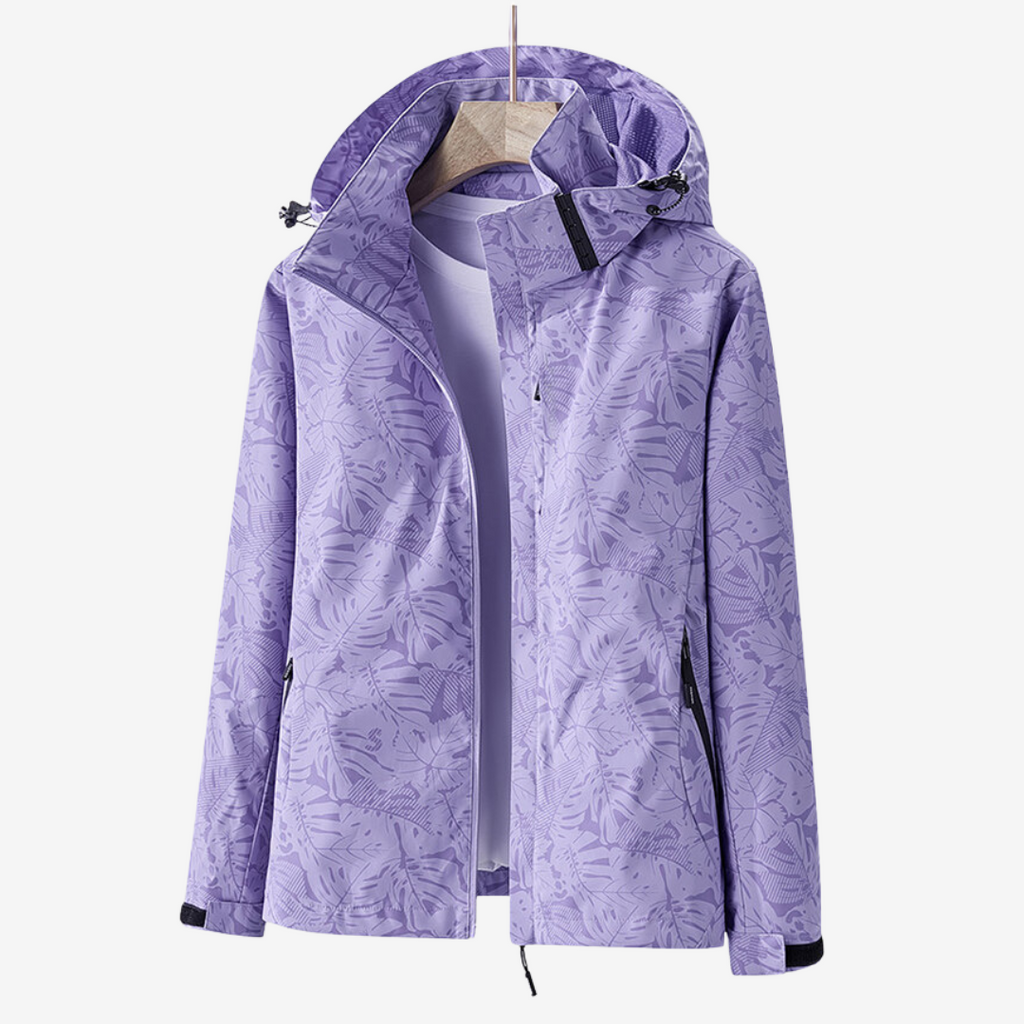 Floral Print Women's Jacket with Hood and Zip Pockets - 4 - Stylewhipped