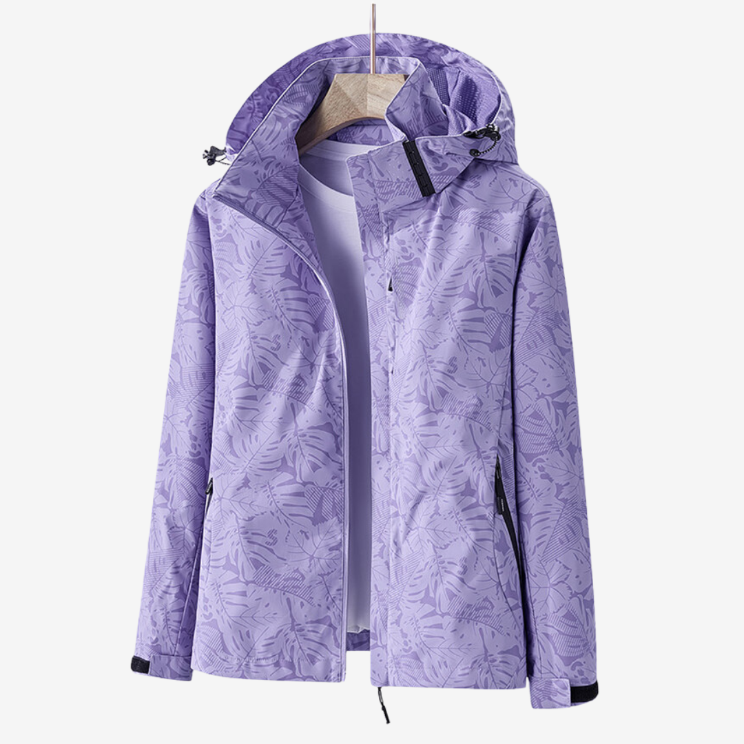 Floral Print Women's Jacket with Hood and Zip Pockets - 4 - Stylewhipped