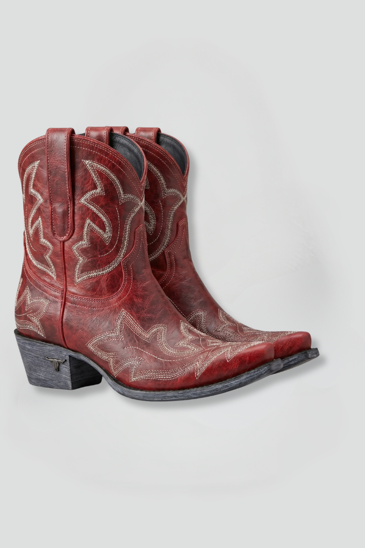 Western-Style Women's Boots with Pointed Toe and Embroidered Design - 1 - Stylewhipped