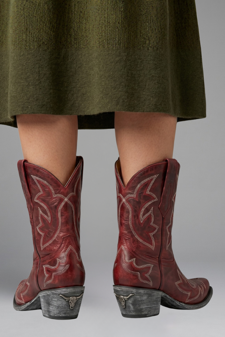 Western-Style Women's Boots with Pointed Toe and Embroidered Design - 4 - Stylewhipped