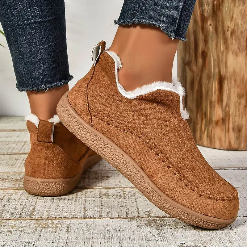 Casual Women's Slip-On Shoes with Cuddly Lining and Stitched Detail - 3 - Stylewhipped