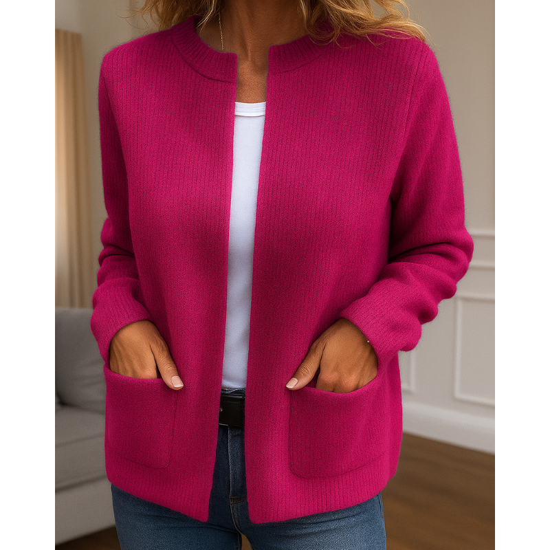 Women's Cardigan with Stand-Up Collar and Pockets - 6 - Stylewhipped