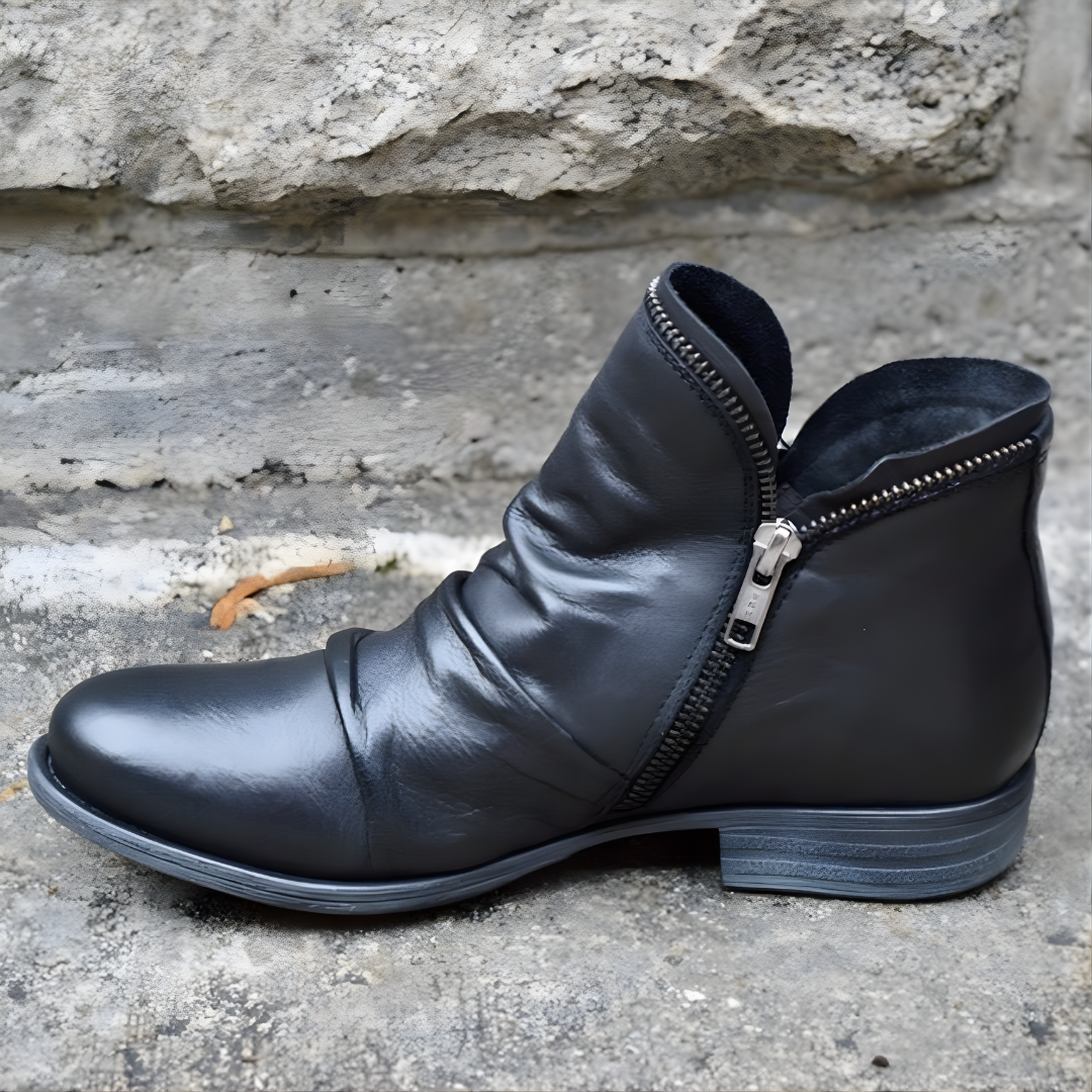 Women's Ankle Boots with Zip Closure and Stylish Slouch Design - 2 - Stylewhipped