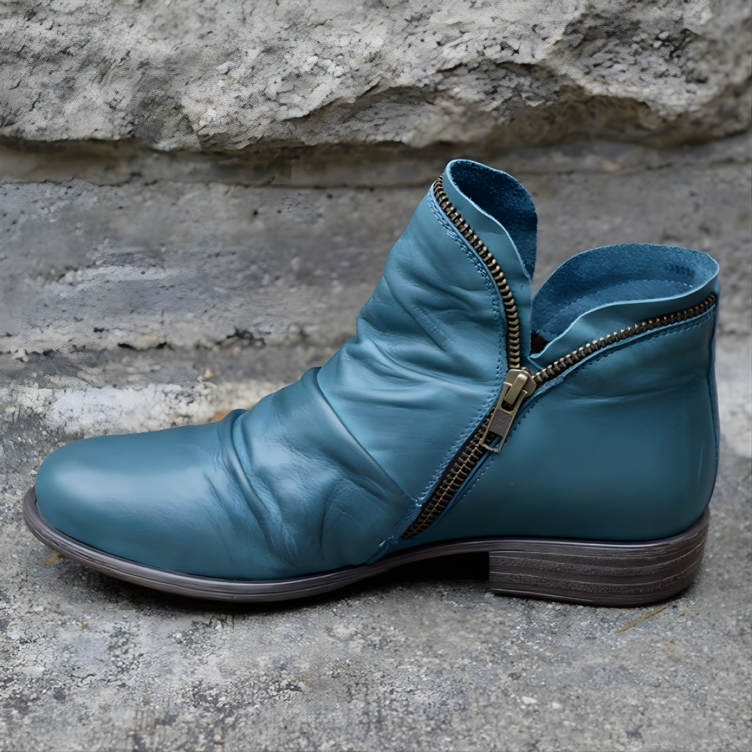 Women's Ankle Boots with Zip Closure and Stylish Slouch Design - 3 - Stylewhipped