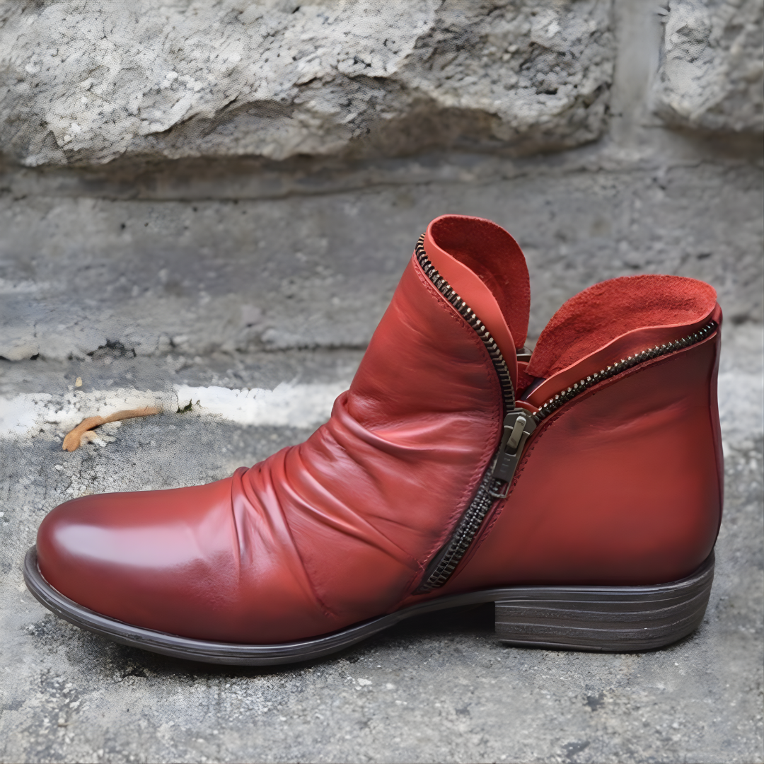 Women's Ankle Boots with Zip Closure and Stylish Slouch Design - 4 - Stylewhipped
