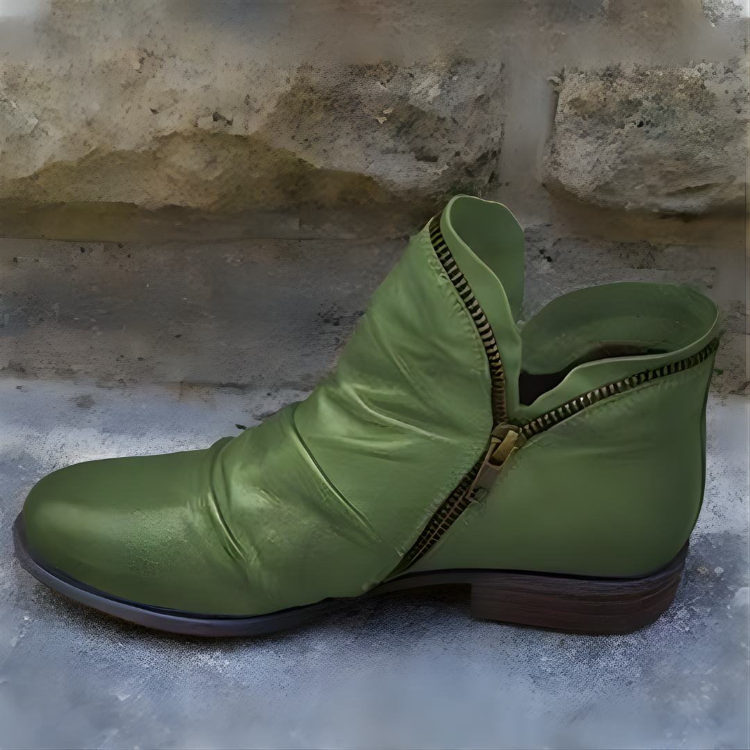 Women's Ankle Boots with Zip Closure and Stylish Slouch Design - 6 - Stylewhipped