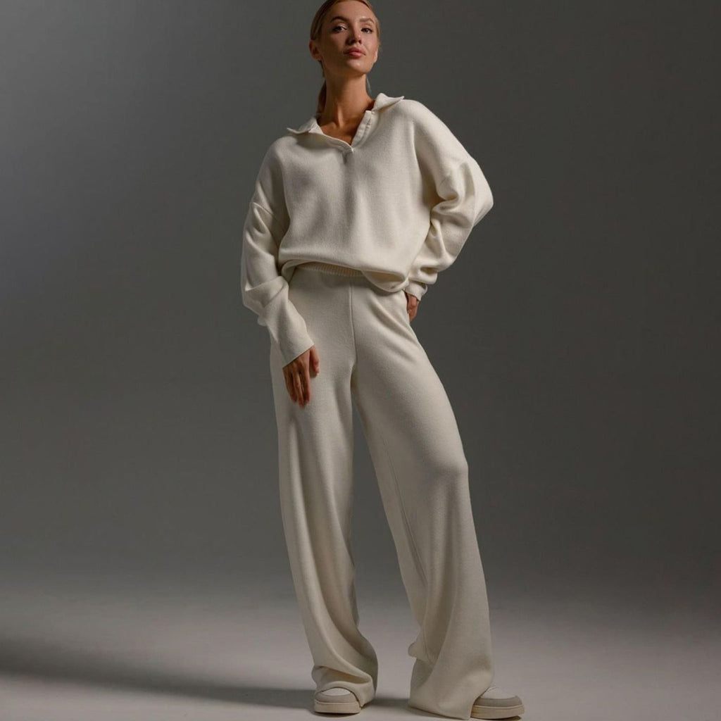 Loungewear Set Women's Relaxed Fit with Stylish Collar - 1 - Stylewhipped