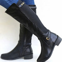 Knee-High Women's Boots with Elastic Insert and Stylish Detailing - 1 - Stylewhipped
