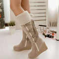 Wedge Boots for Women with Faux Fur Collar and Side Lacing - 2 - Stylewhipped