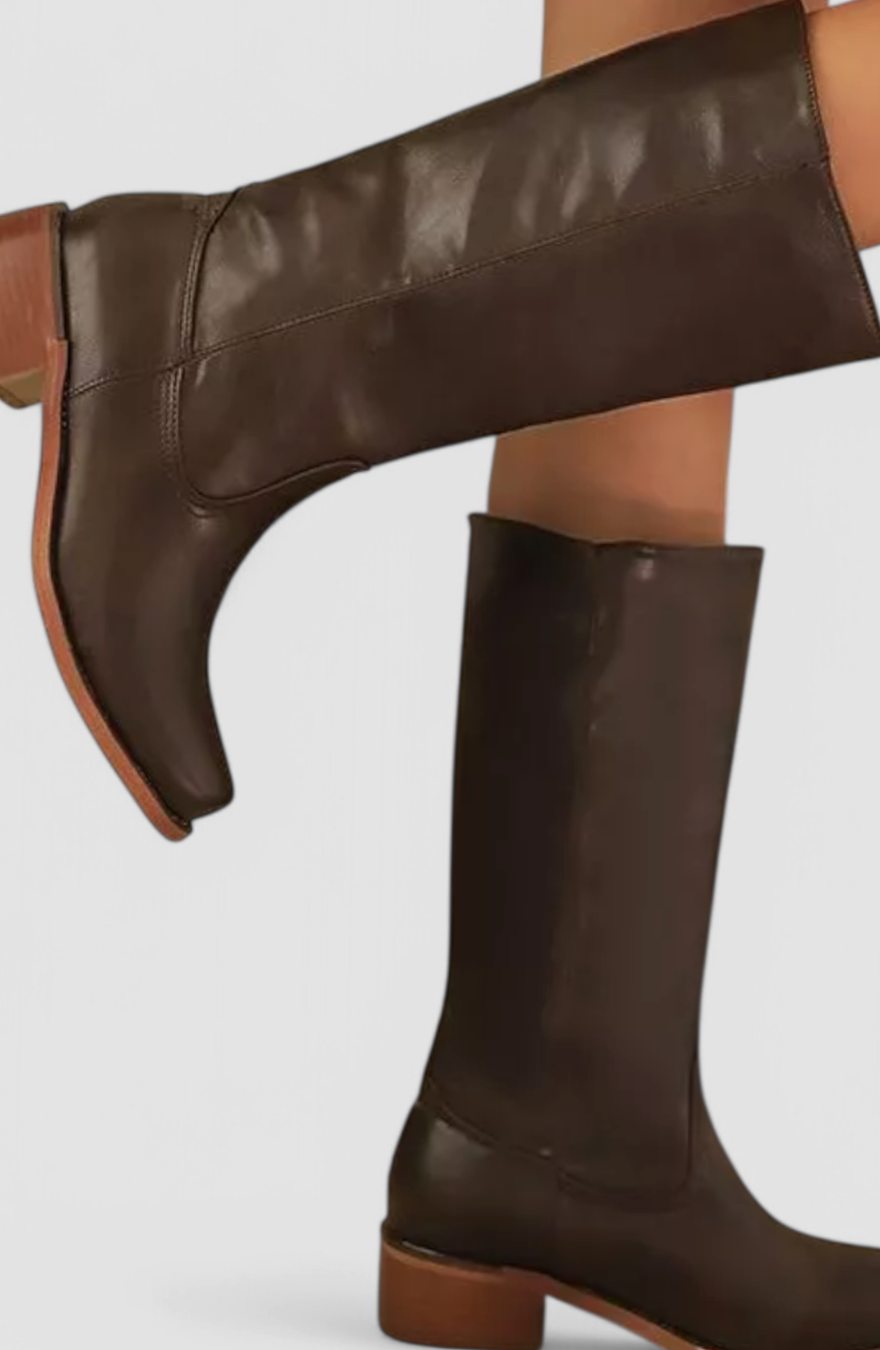 Knee-High Women's Boots with Chunky Heel and Tailored Fit - 7 - Stylewhipped