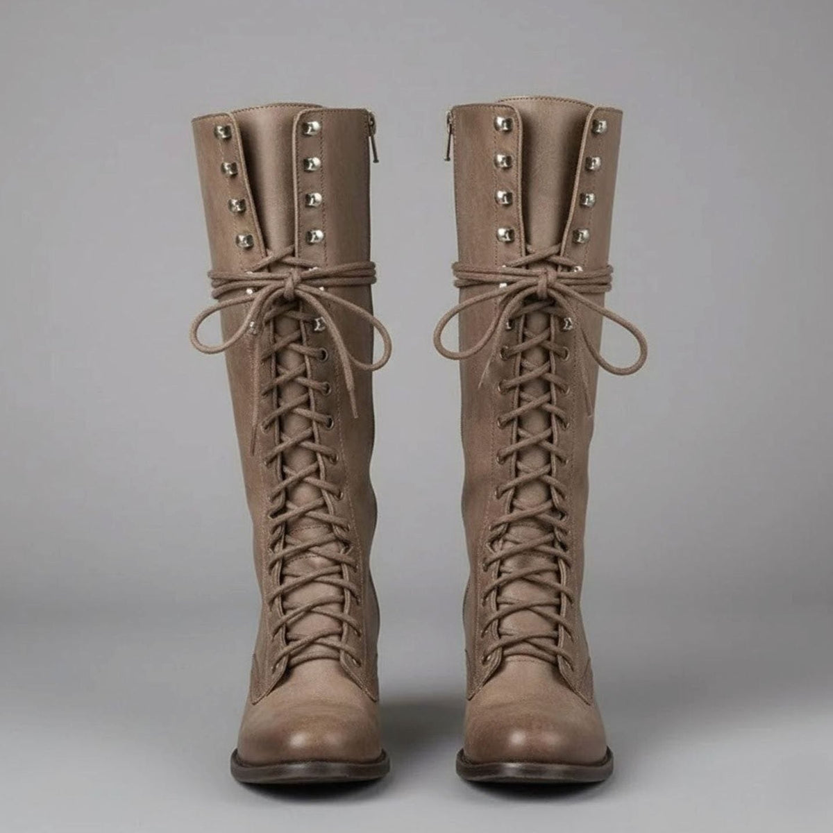 Laced Knee-High Women's Boots with Chunky Heel and Adjustable Fit - 4 - Stylewhipped