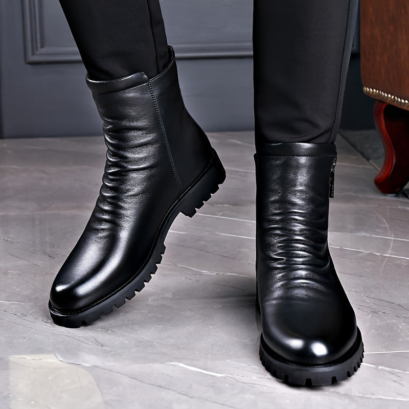 Men's Ankle Boots with Zipper and Rugged Sole - 2 - Stylewhipped