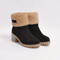 Chic Women's Ankle Boots with Block Heel and Faux Fur Cuff - 1 - Stylewhipped