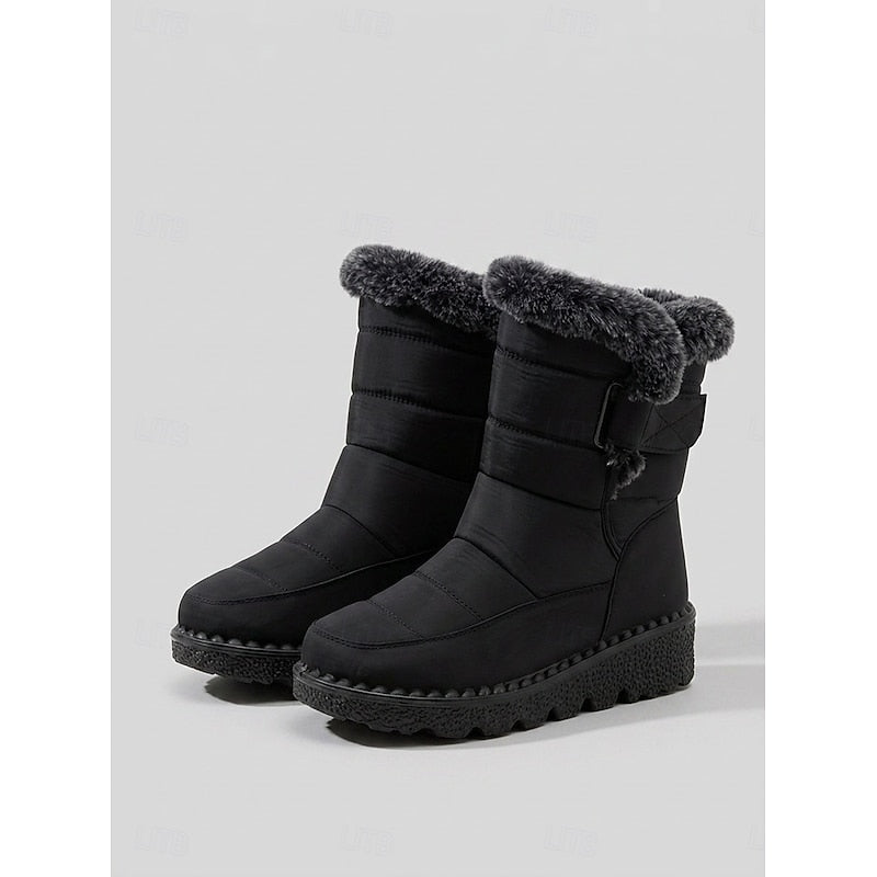 Women's Insulated Winter Boots with Chunky Sole and Fleece Cuff - 1 - Stylewhipped