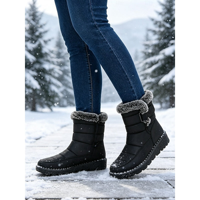 Women's Insulated Winter Boots with Chunky Sole and Fleece Cuff - 3 - Stylewhipped