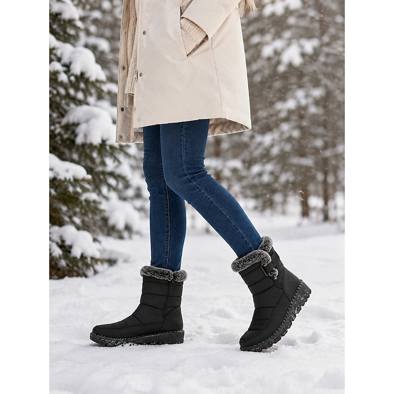 Women's Insulated Winter Boots with Chunky Sole and Fleece Cuff - 4 - Stylewhipped