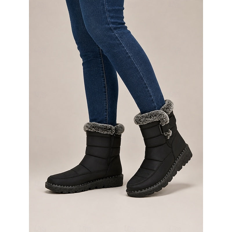 Women's Insulated Winter Boots with Chunky Sole and Fleece Cuff - 5 - Stylewhipped