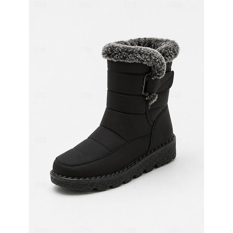 Women's Insulated Winter Boots with Chunky Sole and Fleece Cuff - 6 - Stylewhipped