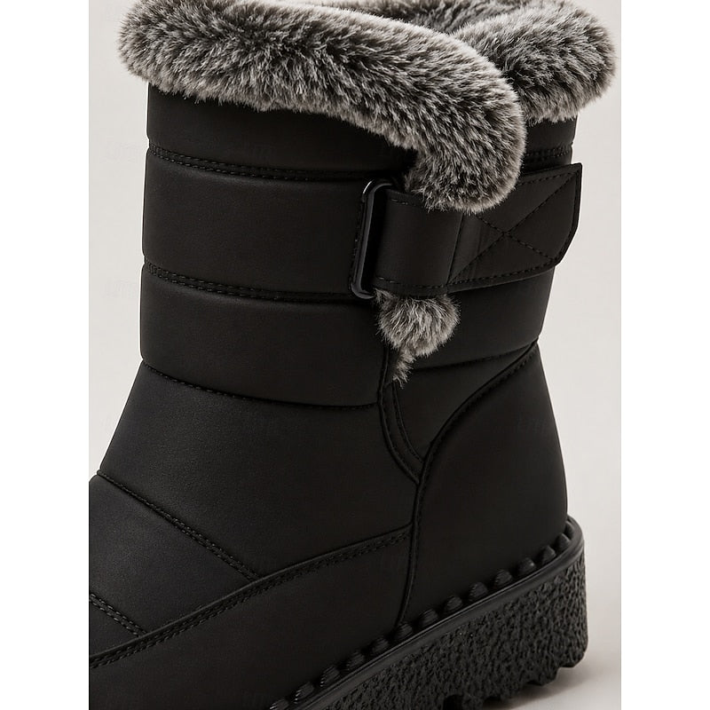 Women's Insulated Winter Boots with Chunky Sole and Fleece Cuff - 7 - Stylewhipped