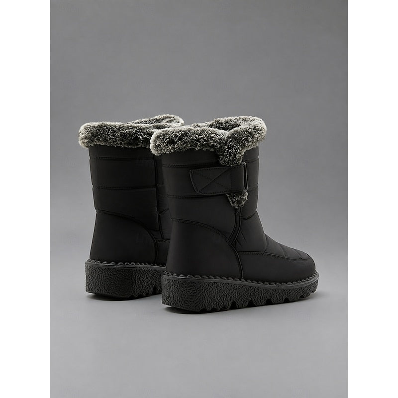 Women's Insulated Winter Boots with Chunky Sole and Fleece Cuff - 9 - Stylewhipped