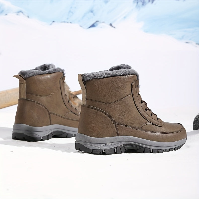 Women's Casual Boots with Lace-Up Design and Plush Lining - 5 - Stylewhipped