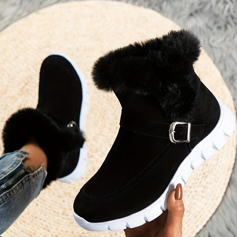 Ladies Winter Boots with Faux Fur Trim and Zip Fastening - 1 - Stylewhipped
