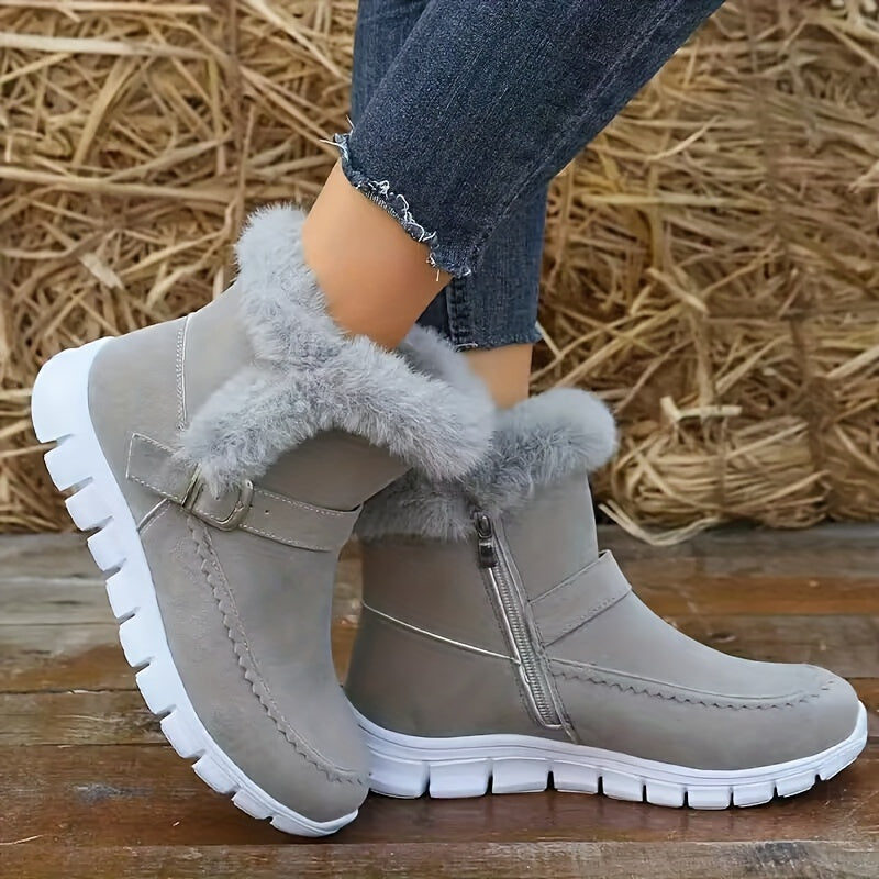 Ladies Winter Boots with Faux Fur Trim and Zip Fastening - 2 - Stylewhipped