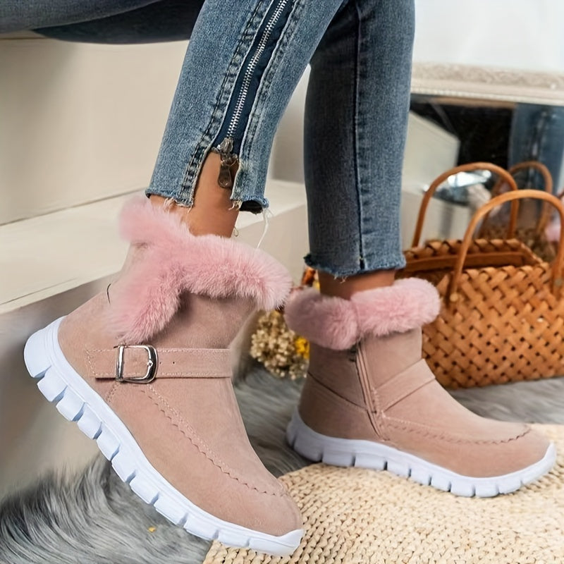 Ladies Winter Boots with Faux Fur Trim and Zip Fastening - 3 - Stylewhipped