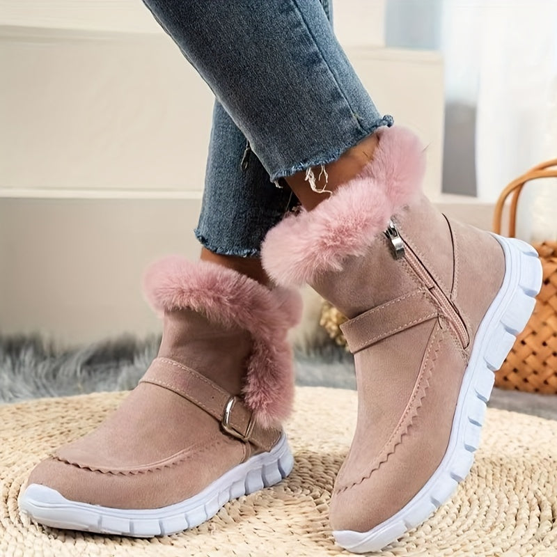 Ladies Winter Boots with Faux Fur Trim and Zip Fastening - 4 - Stylewhipped