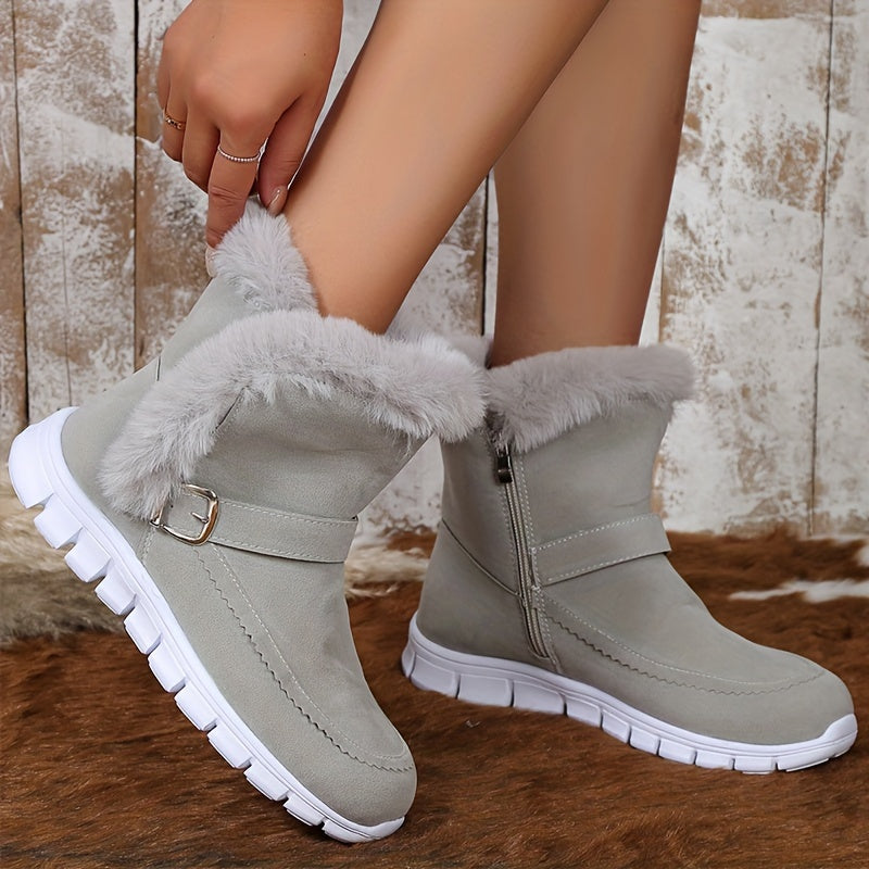 Ladies Winter Boots with Faux Fur Trim and Zip Fastening - 5 - Stylewhipped