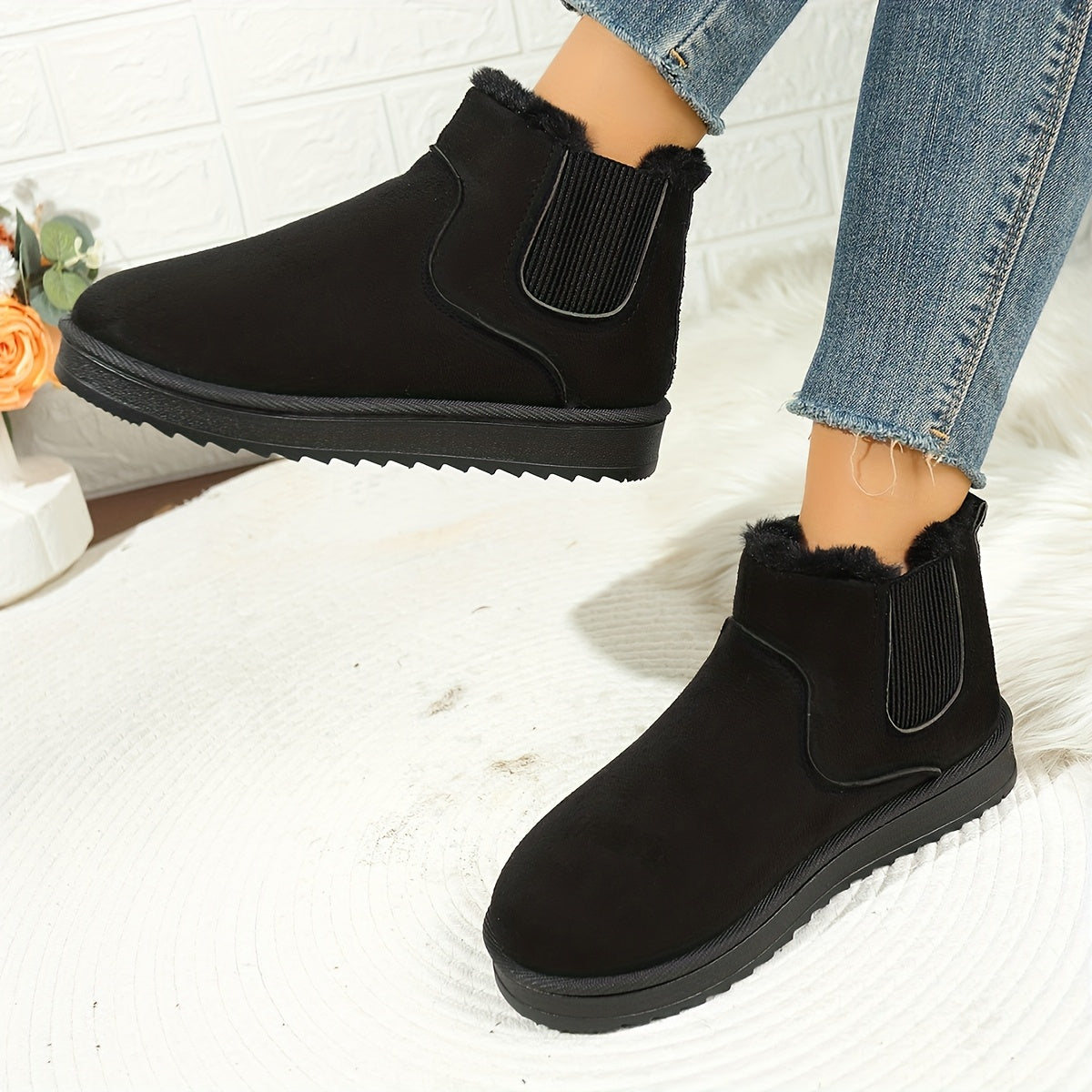Women's Ankle Boots with Elastic Sides and Warm Lining - 2 - Stylewhipped