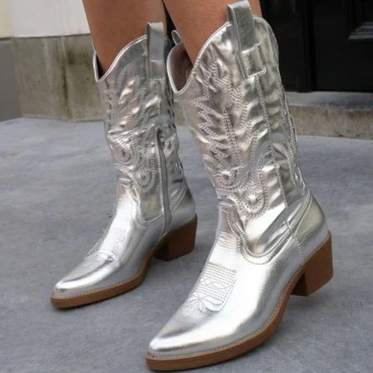 Western Boots for Women - Pink with Pointed Toe and Zip Detail - 4 - Stylewhipped