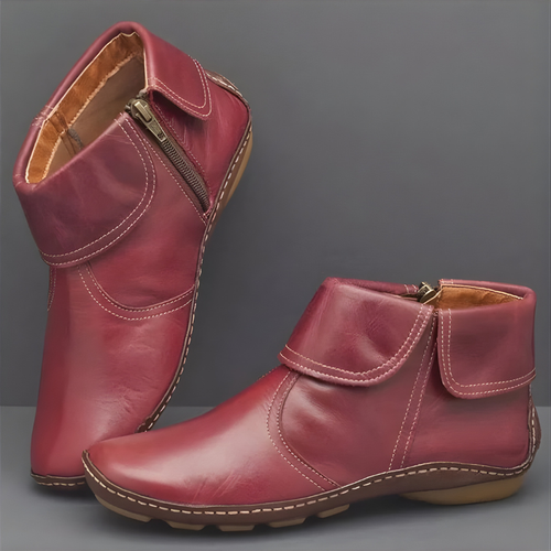 Ankle Boots Women's Zip Design with Stylish Folded Collar - 1 - Stylewhipped