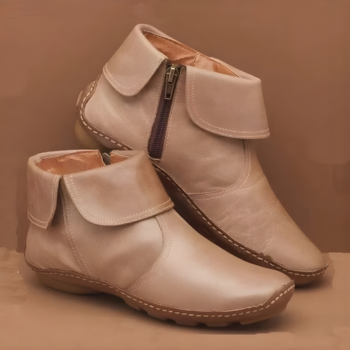 Ankle Boots Women's Zip Design with Stylish Folded Collar - 2 - Stylewhipped