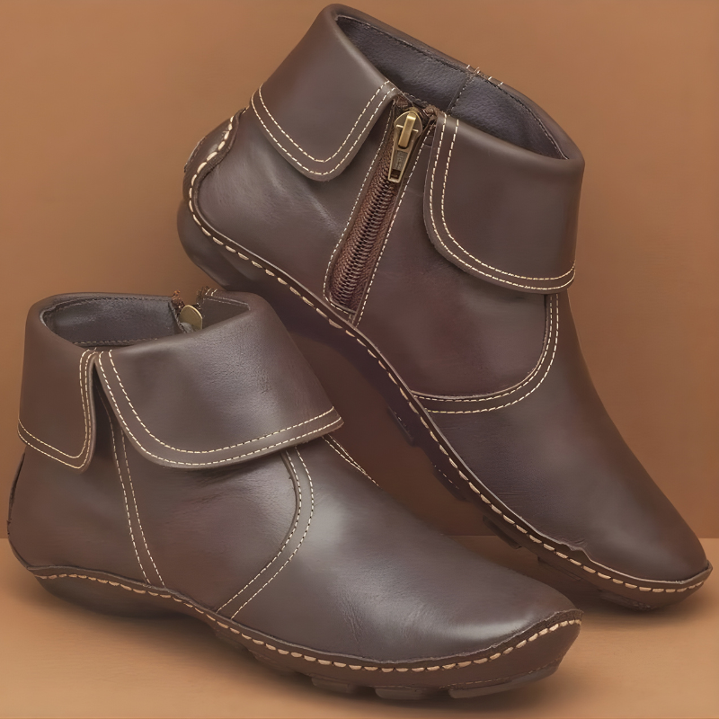 Ankle Boots Women's Zip Design with Stylish Folded Collar - 3 - Stylewhipped