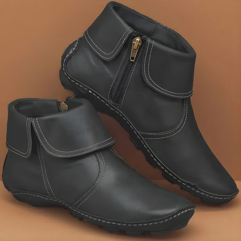 Ankle Boots Women's Zip Design with Stylish Folded Collar - 4 - Stylewhipped