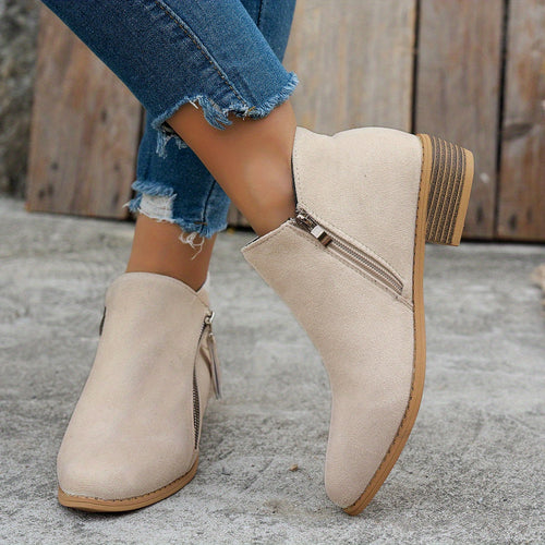 Ankle Boots for Women with Side Zip and Block Heel - 2 - Stylewhipped