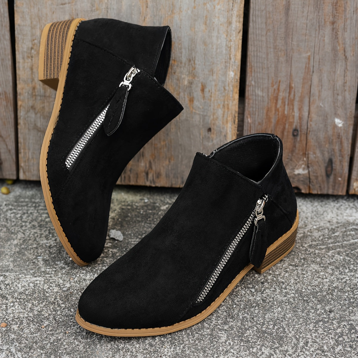Ankle Boots for Women with Side Zip and Block Heel - 3 - Stylewhipped
