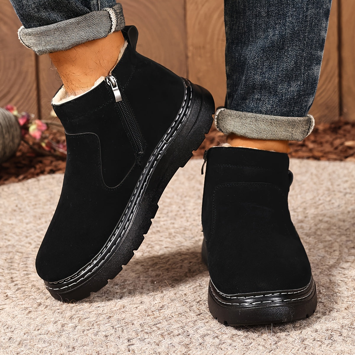 Women's Ankle Boots with Zip Closure and Chunky Sole - 6 - Stylewhipped