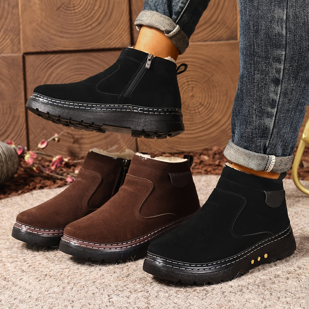 Women's Ankle Boots with Zip Closure and Chunky Sole - 7 - Stylewhipped